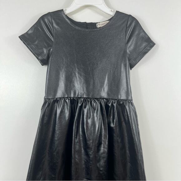 Appaman Girls 4T Black Faux Leather Sparkle Dress Short Sleeve Party Whimsigoth - Picture 2 of 11